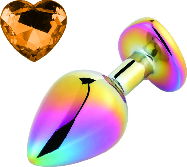 Dop Anal Rainbow Buttplug Medium, Heart Shape, Piatra Portocalie, Guilty Toys 1 Dop Anal Rainbow Buttplug Medium, Heart Shape, Piatra Portocalie, Guilty Toys