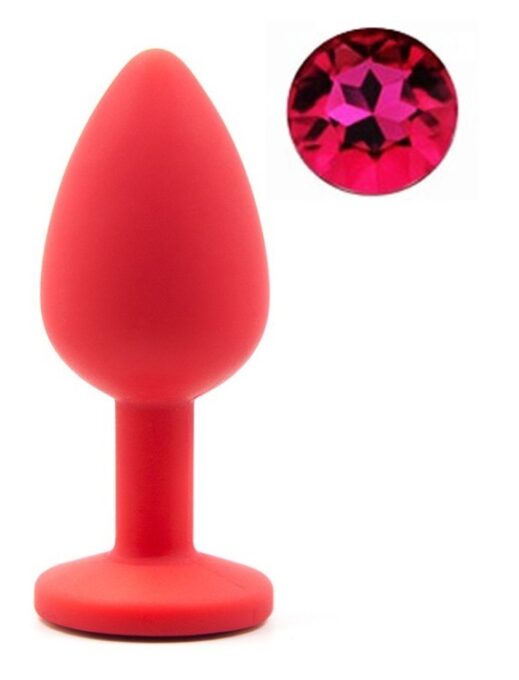Dop Anal Silicone Buttplug, Small, Rosu/Roz, Guilty Toys 1 Dop Anal Silicone Buttplug, Small, Rosu/Roz, Guilty Toys