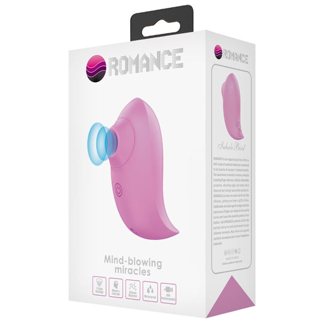 Jucarie sexuala ROMANCE - Inhale Bird Mini Sucker, pentru stimularea clitorisului, din silicon, roz, 7 functii 1 Jucarie sexuala ROMANCE - Inhale Bird Mini Sucker, pentru stimularea clitorisului, din silicon, roz, 7 functii