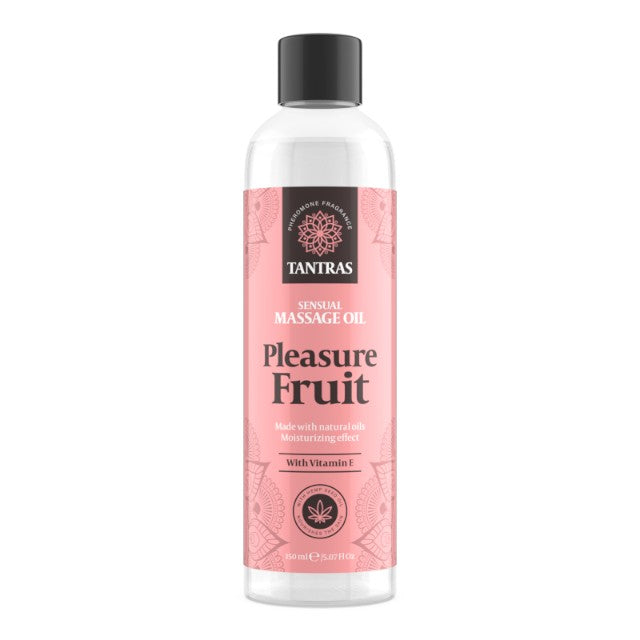 Ulei de masaj TANTRAS Pleasure Fruit, cu vitamina E și uleiuri naturale, aromă de patchouli și vanilie, 150 ml (roz)