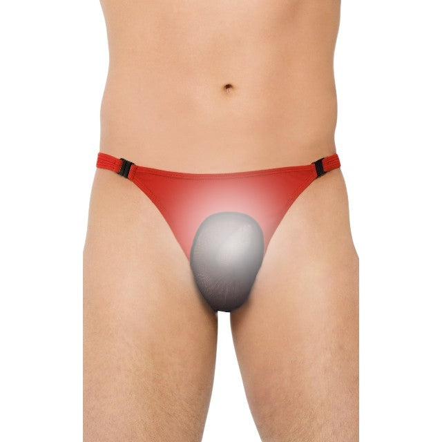 Chilot tanga bărbați SOFTLINE Thong 4502, lenjerie sexy cu plasă transparentă, roșu cu negru, mărime XL