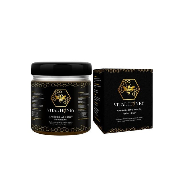 Supliment alimentar pe baza de miere VITAL HONEY, unisex, poate ajuta la potenta si crestere libido, borcan 240 gr