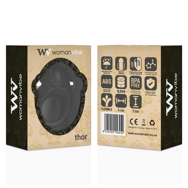 Inel vibrator WOMANVIBE - Thor, atasabil penisului, pentru stimularea clitorisului, silicon, negru 1 Inel vibrator WOMANVIBE - Thor, atasabil penisului, pentru stimularea clitorisului, silicon, negru