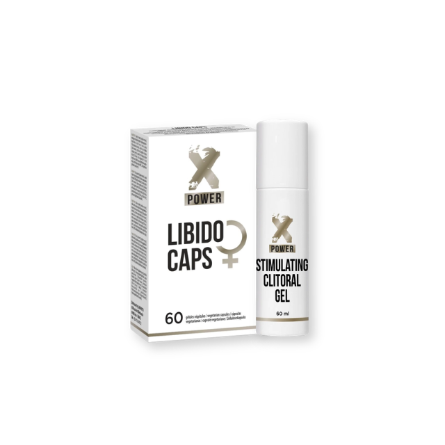 Pachet pentru femei: Capsule XPower Libido Caps, 60 buc + Gel XPower Stimulating Clitorial Gel, 60 ml